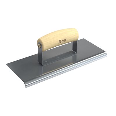 STAINLESS STEEL SIDEWALK EDGER - 10" x 4" - 3/8" RADIUS 1/2" DEPTH - WOOD WAVE HANDLE
