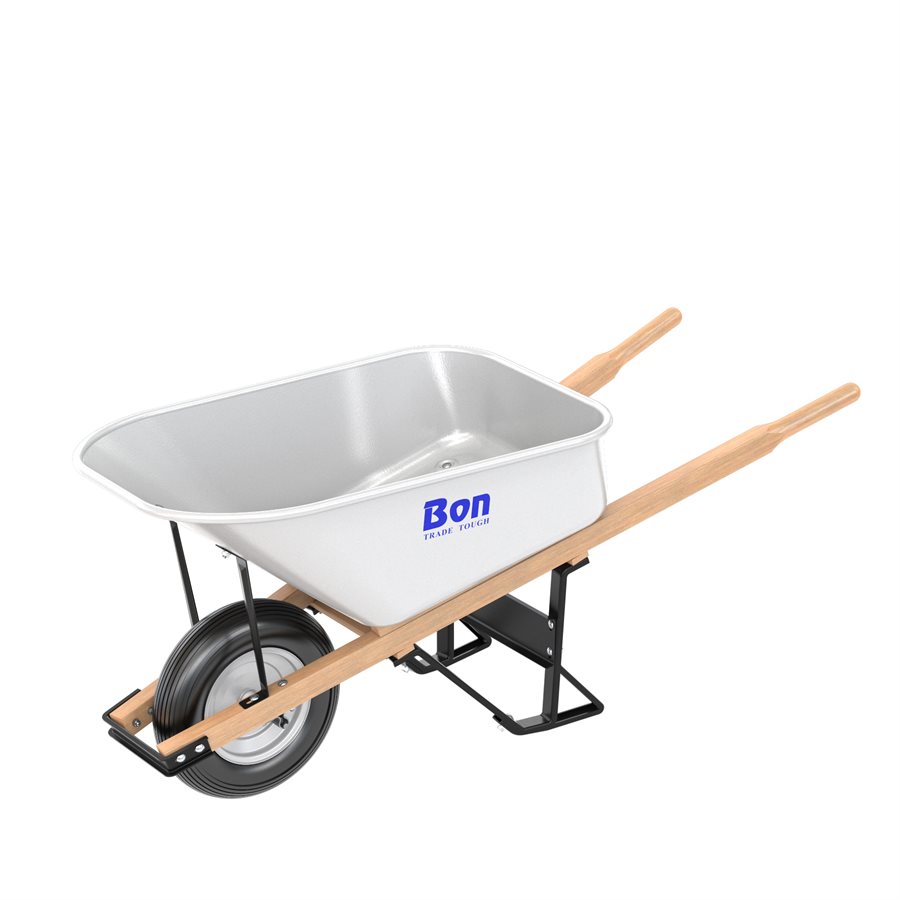 STEEL TRAY WHEELBARROW WITH LEG STABILIZER 6 CU FT SINGLE RIBBED