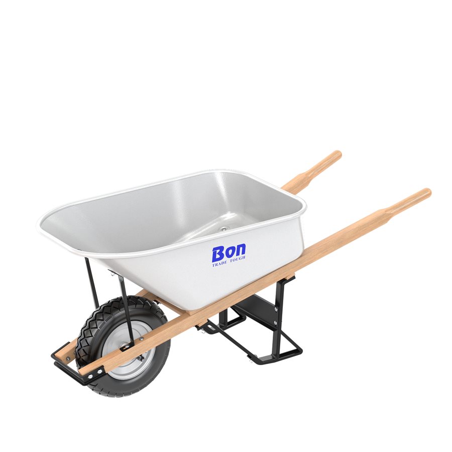 STEEL TRAY WHEELBARROW WITH LEG STABILIZER 6 CU FT SINGLE FLAT FREE