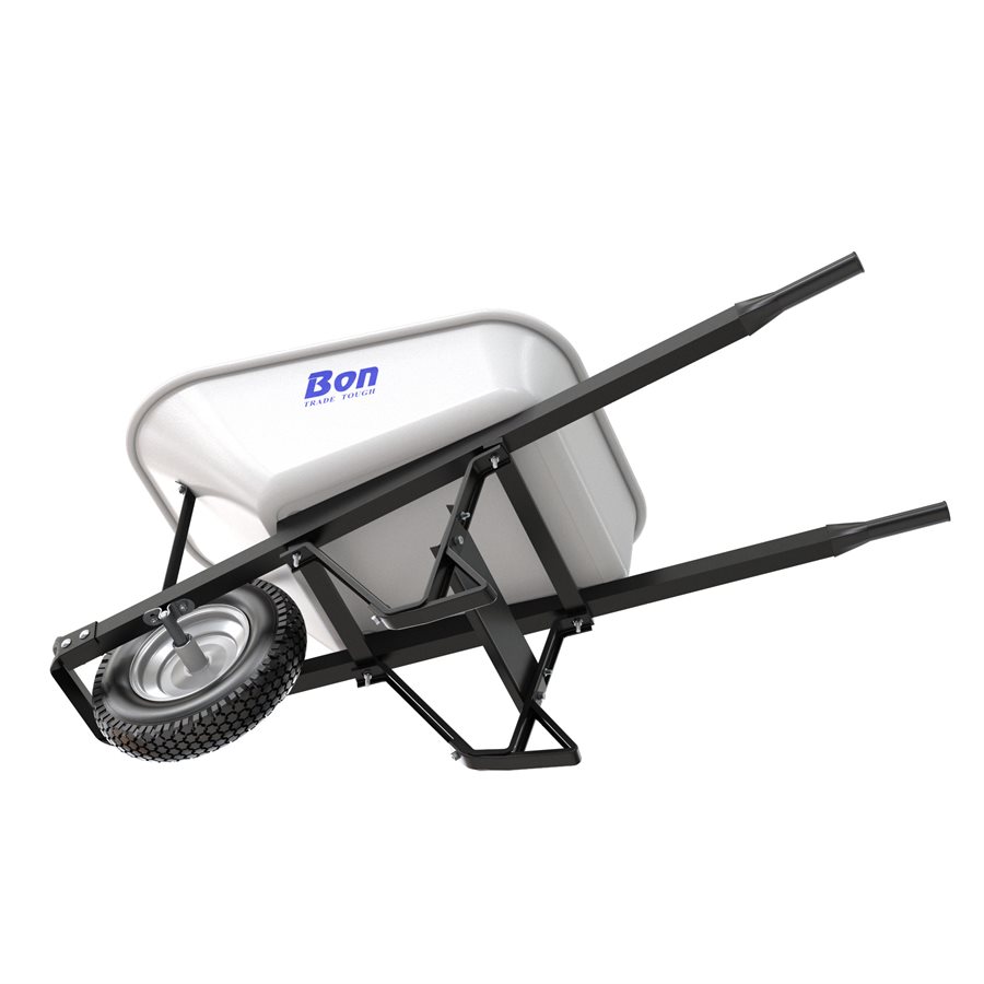 STEEL TRAY WHEELBARROW WITH LEG STABILIZER 6 CU FT SINGLE KNOBBY
