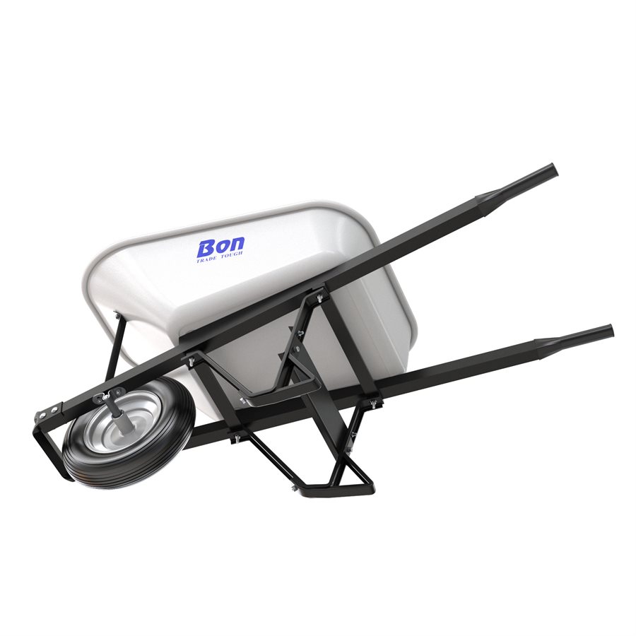 STEEL TRAY WHEELBARROW WITH LEG STABILIZER 6 CU FT SINGLE RIBBED