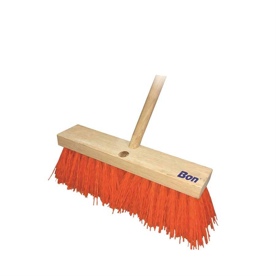 STREET BROOM 5" HIVIS ORANGE POLY 24" WOOD HANDLE