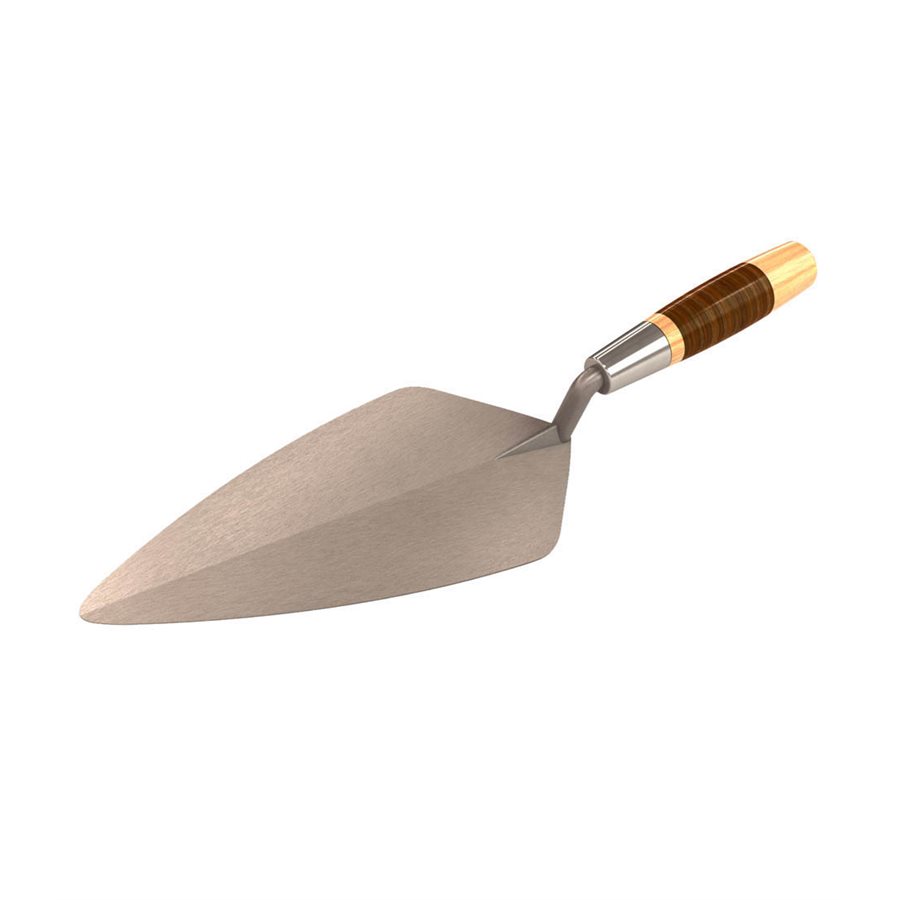NARROW LONDON PRO CARBON STEEL BRICK TROWEL 9 1/2" WITH LEATHER HANDLE