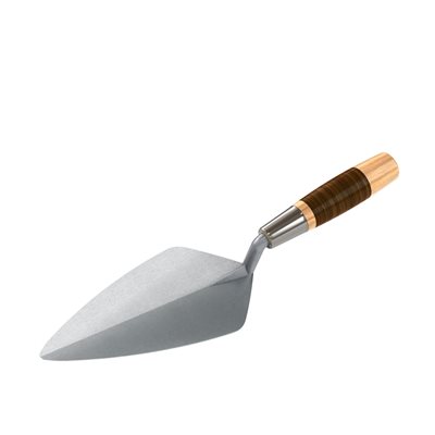 NARROW LONDON FORGED STEEL BRICK TROWEL - 9" WITH LEATHER HANDLE