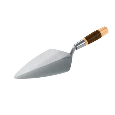 NARROW LONDON FORGED STEEL BRICK TROWEL - 10" WITH LEATHER HANDLE