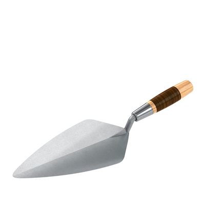 NARROW LONDON FORGED STEEL BRICK TROWEL - 11" WITH LEATHER HANDLE