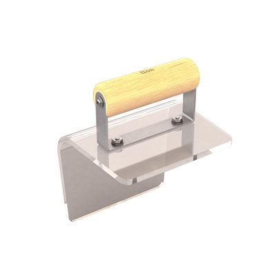 PLEXIGLASS OUTSIDE STEP TOOL - 6" x 5" - 1" RADIUS 5" LIP WOOD HANDLE PLEXIGLASS OUTSIDE STEP TOOL - 6" x 5" - 1" RADIUS 5" LIP WOOD HANDLE